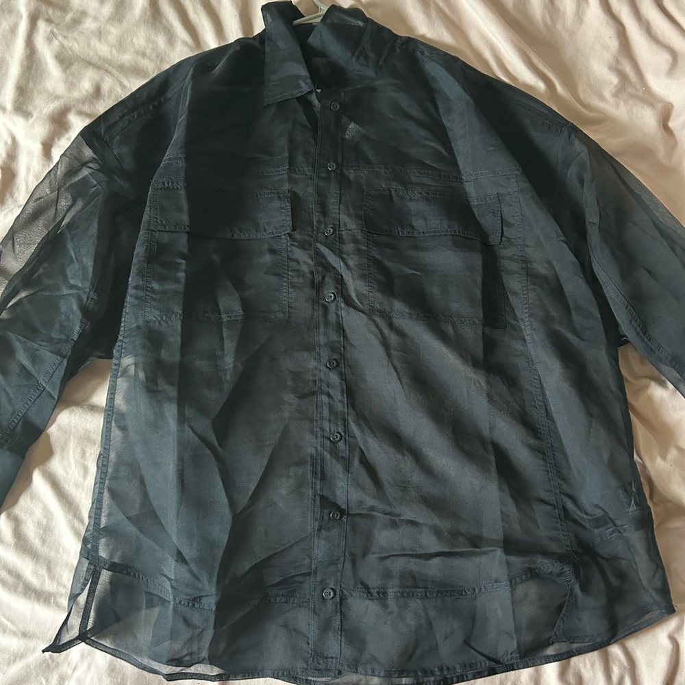 Anthropologie Pilcro Sheer Black Shirt Jacket